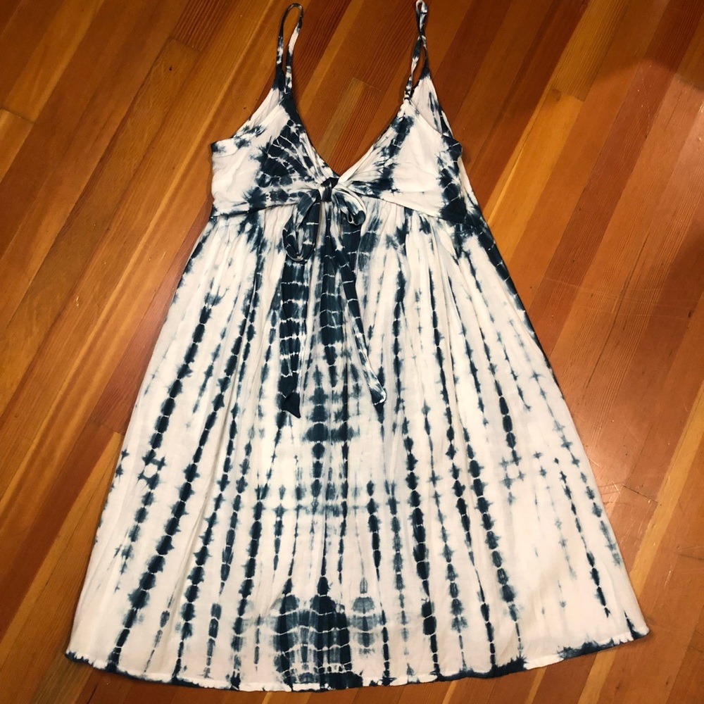 Attic Salt navy blue and white tie dye mini dress S NWOT